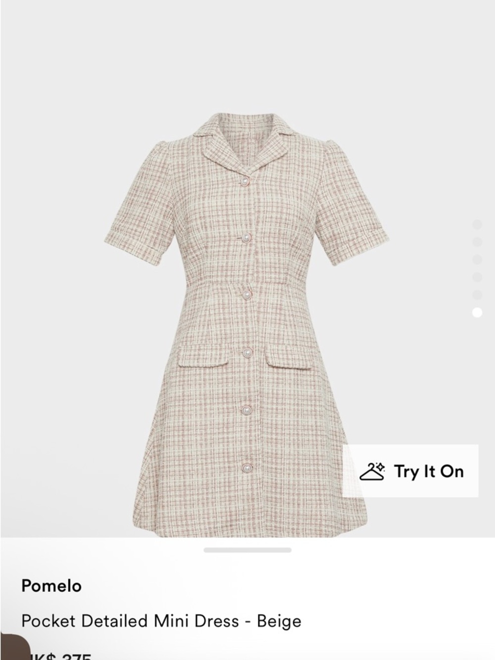 Pomelo Pocket Detailed Mini Dress - Beige
Size small